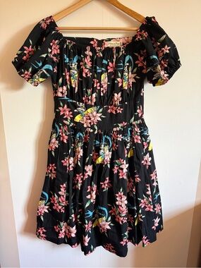 Hearts and Found Floral Off Shoulder Dress Puff Sleeve Fit Flare L